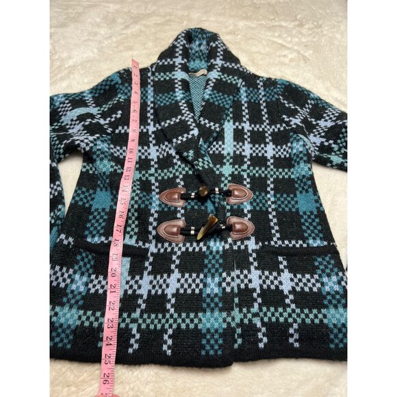 Soft Surroundings PM Alpaca Blend Plaid Toggle Cardigan Jacket - Picture 6 of 6
